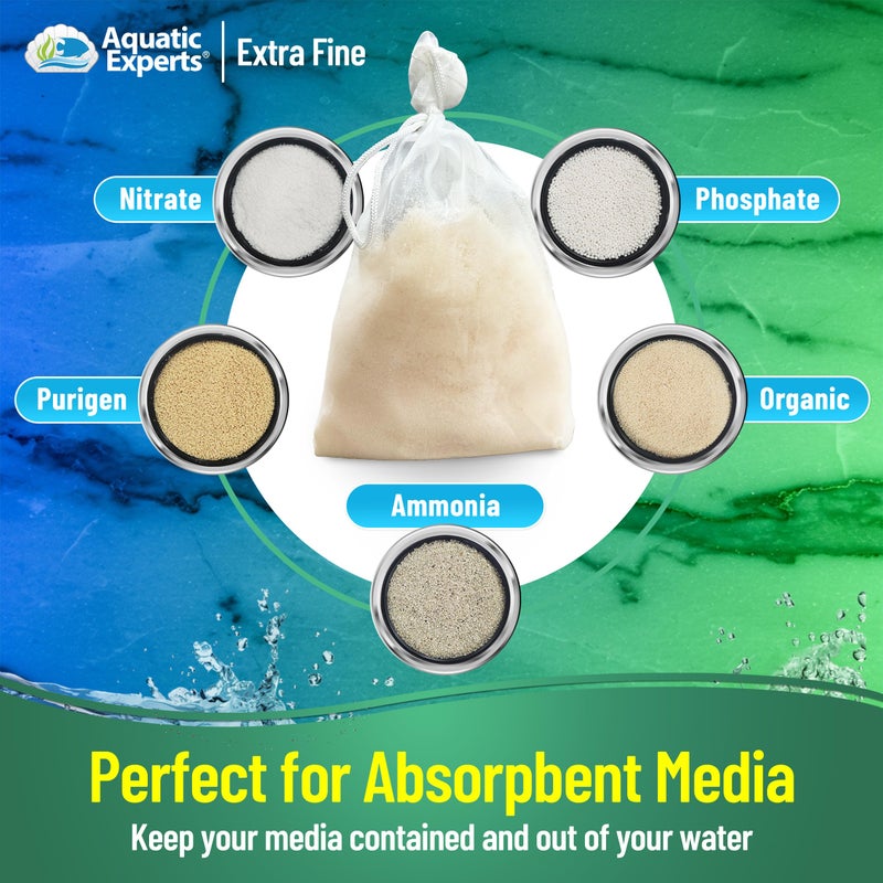 Aquatic Experts Extra Fine Aquarium Media Bag, Durable Drawstring Bags for Fish Tank Filters,150 Micron Mesh, (Extra Fine, 8" x 12" - 3 Pack) - Image 5